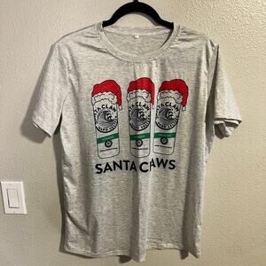Santa Claws White Claw Christmas Graphic T-Shirt Size Large